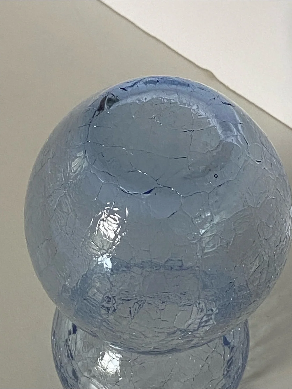Vintage Ice Blue Crackle Glass Bulb Forcing Vase 5.5” MCM Hyacinth Tulip EUC